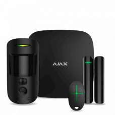  AJAX StarterKit Cam Black (Стартовый комплект (Интеллектуальная централь Хаб 2, Датчик движения с фотоверификацией, Датчик открытия, брелок) чёрный)
