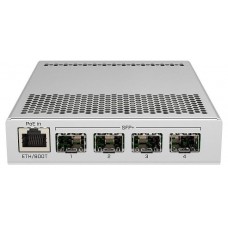 Коммутатор MikroTik Cloud Router Switch 305-1G-4S+IN with 800MHz CPU, 512MB RAM, 1xGigabit LAN, 4 x SFP+ cages, RouterOS L5 or SwitchOS (dual boot), metallic desktop case, PSU