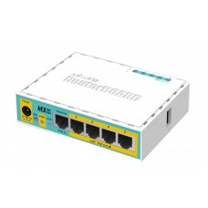 Маршрутизатор MikroTik hEX PoE lite with 650MHz CPU, 64MB RAM, 5xLAN (four with PoE out), USB, RouterOS L4, plastic case and PSU