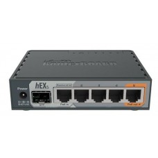 Маршрутизатор MikroTik hEX S with Dual Core 880MHz MHz CPU, 256MB RAM, 5 Gigabit LAN ports, SFP, USB, PoE-out on port #5, RouterOS L4, plastic case, PSU