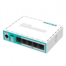 Маршрутизатор MikroTik hEX lite with 850MHz CPU, 64MB RAM, 5 LAN ports, RouterOS L4, plastic case, PSU
