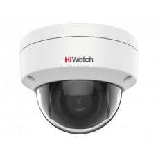  HiWatch  2Мп уличная купольная мини IP-камера с EXIR-подсветкой до 30м1/2.8" Progressive Scan CMOS; объектив 2.8мм; угол обзора 107°; механический ИК-фильтр; 0.005лк@F1.6; сжатие H.265/H.265+/H.264/H